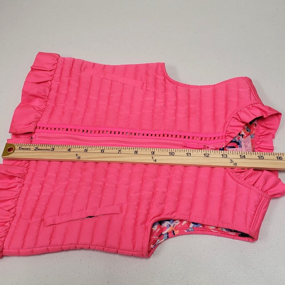 Lilly Pulitzer Girls Pink Quilted Ruffle Vest Size Small 4-5 - Picture 7 of 8
